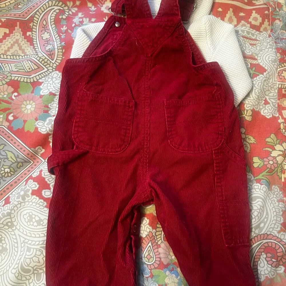 Hooded Cardigan Sweater Unicorn and Red overalls 6-12 month Gap  Perfect Fall
